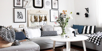 Meine Trends 2017 für ein Wohnzimmer im Vintage-Boho-Look mit frischen Blumen