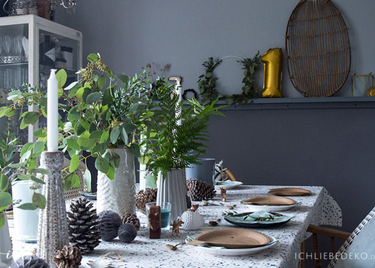 Tischdeko zum Geburtstag 1 jahr : Waldparty mit Tieren und Pflanzen